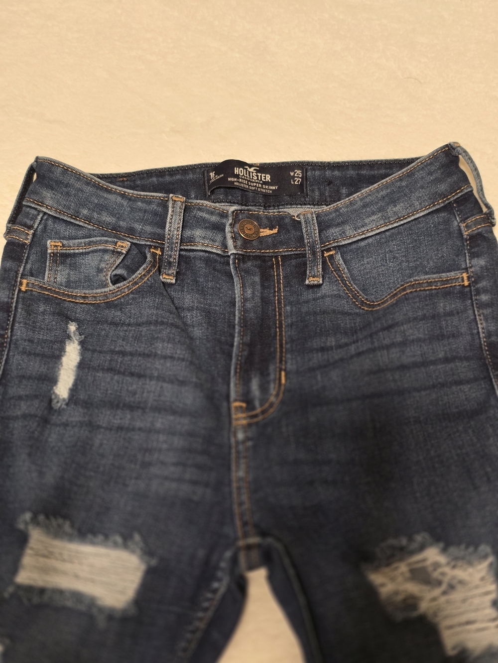 Hollister Dark Blue Ripped Skinny Jeans - Picture 2 of 7